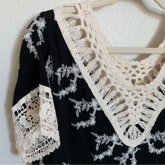 Solitaire | Size L Crochet Top Bohemian Western Festival Short Sleeve Festival - Picture 2 of 12